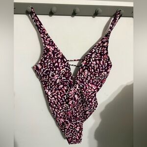 Shade & Shore Purple Leopard-Print One-Piece Swimsuit with Pink and White Spots